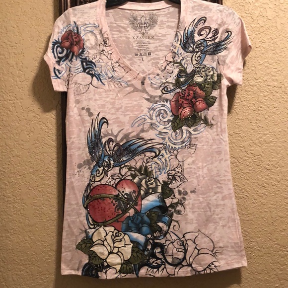 HTF RARE NWOT AXR XZAVIER Top. Lots of Rhinestones. Very detailed design. Bling - Picture 12 of 14